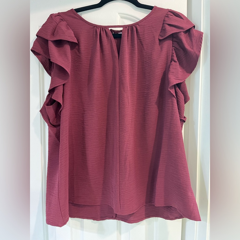 SO Women's Ruffled Sleeve Top - Mauve